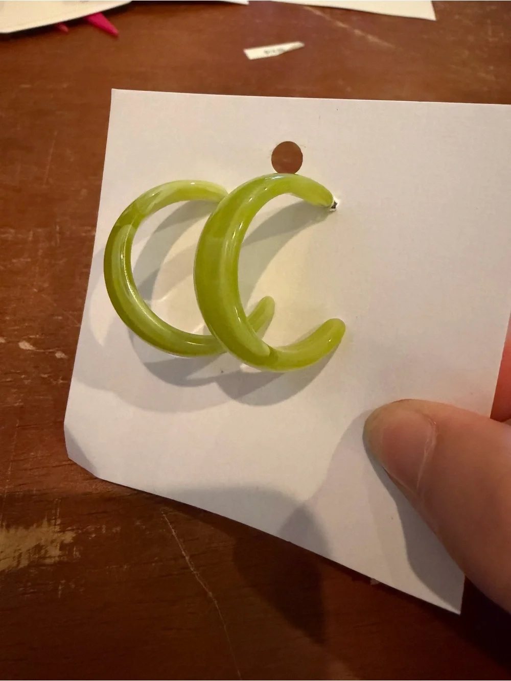 NWT Green Resin Hoop Earrings - Women Jewelry